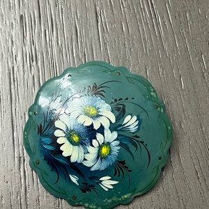 Russian Floral Painted Brooch
